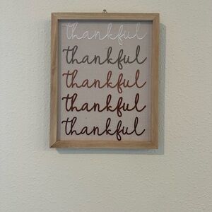 8x10 Thankful Wall Art with Wooden Frame